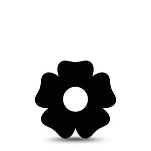 ExpressionMed Black Flower Libre 3 Tape, Single, Monochromatic Color Themed, CGM Overlay Patch Design