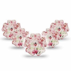 ExpressionMed Ethereal Spring Freestyle Libre 3 Flower Shape 5-Pack Delicate Spring Adhesive Tape CGM Design with center stickers