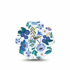 ExpressionMed Blue Anemone Freestyle Libre 3 Flower Shape, Single Tape and Single Sticker, Sapphire Charm Adhesive Tape CGM Design