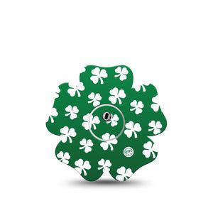 ExpressionMed Shamrock Freestyle Libre 3 and Libre 3 Plus Flower Shape Tape, Single Tape and Single Sticker White Shamrocks Themed, Overlay Tape CGM Design