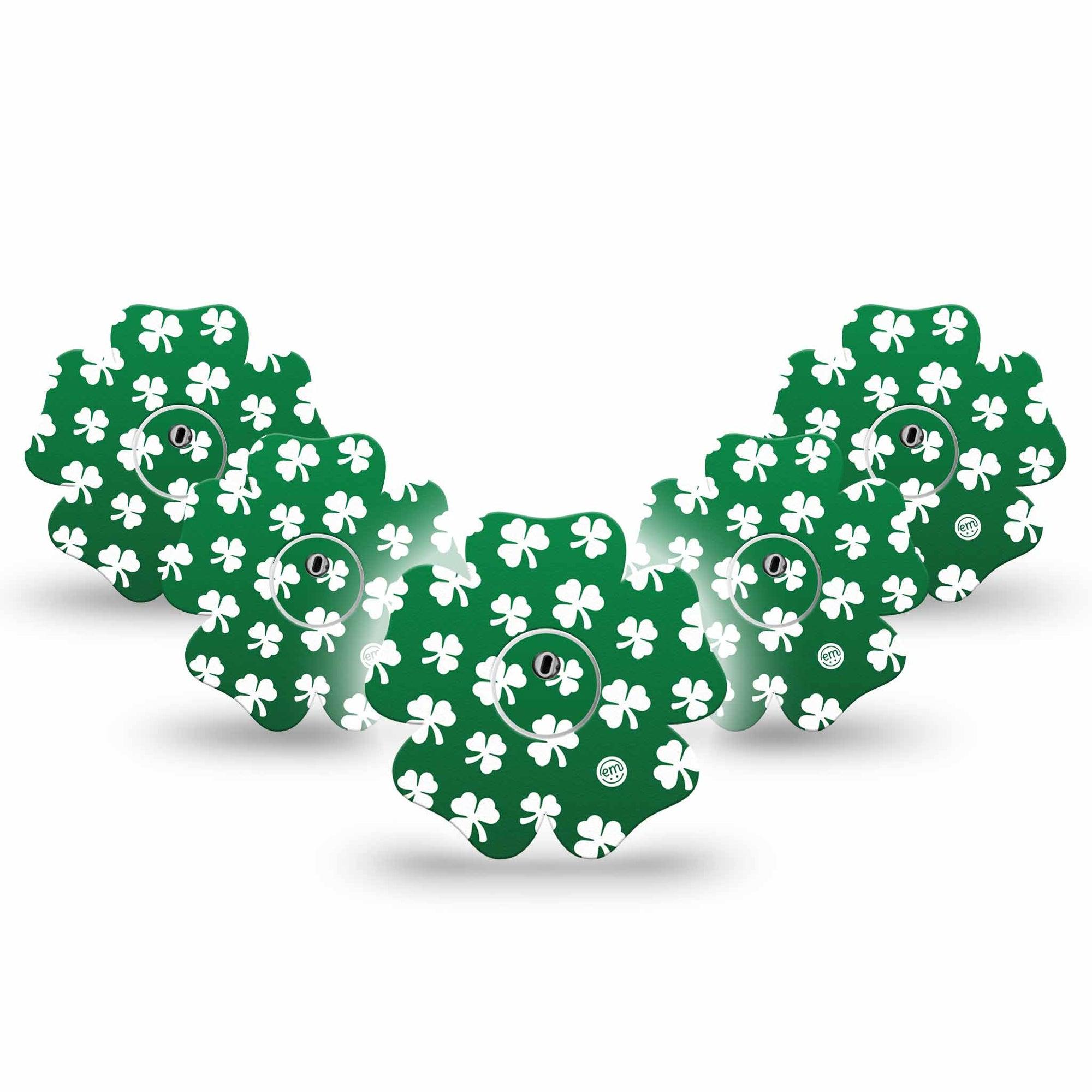 ExpressionMed Shamrock Freestyle Libre 3 and Libre 3 Plus Flower Shape Tape, 5-Pack Tape + 5-Pack Sticker Shamrocks Inspired, Overlay Tape CGM Design