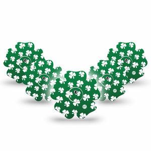 ExpressionMed Shamrock Freestyle Libre 3 and Libre 3 Plus Flower Shape Tape, 5-Pack Tape + 5-Pack Sticker Shamrocks Inspired, Overlay Tape CGM Design