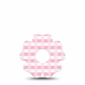 ExpressionMed Pink Gingham Freestyle Libre 3 and Libre 3 Plus Flower Shape Tape Single Tape Vintage Plaid, Plaster CGM Design