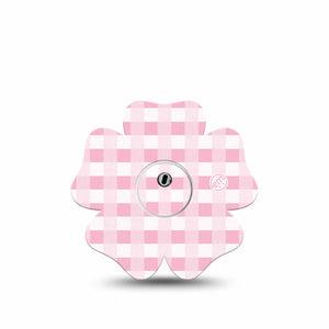 ExpressionMed Pink Gingham Freestyle Libre 3 and Libre 3 Plus Flower Shape Tape Single Tape & Single Sticker Retro Gingham, Plaster CGM Design