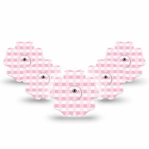 ExpressionMed Pink Gingham Freestyle Libre 3 and Libre 3 Plus Flower Shape Tape 5-Pack Tape & 5-Pack Sticker Gingham Pattern, Plaster CGM Design
