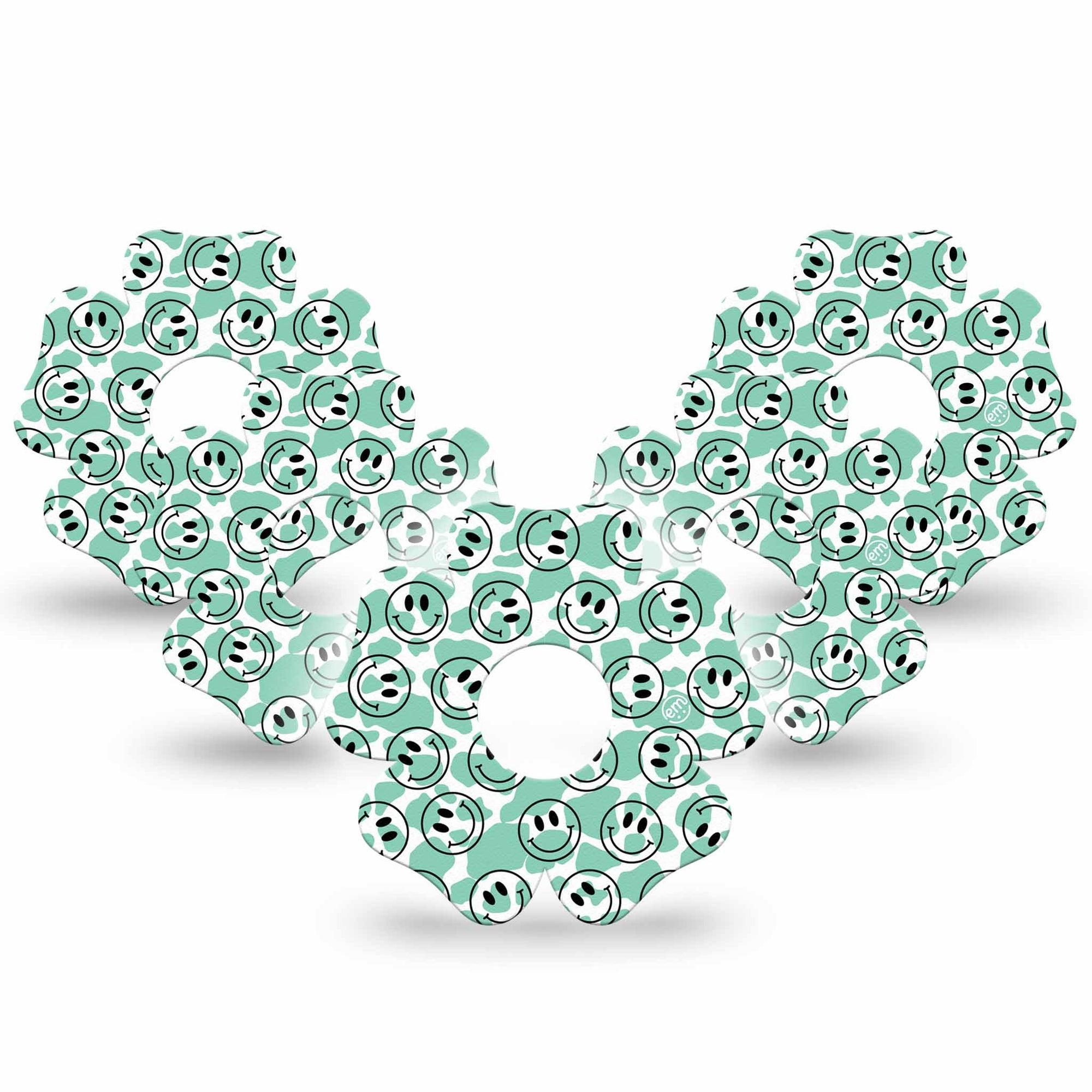 ExpressionMed Happy Cow Print Freestyle Libre 3 and Libre 3 Plus Flower Shape Tape 5-Pack Tape 
Smiling Cow,  Plaster CGM Desig