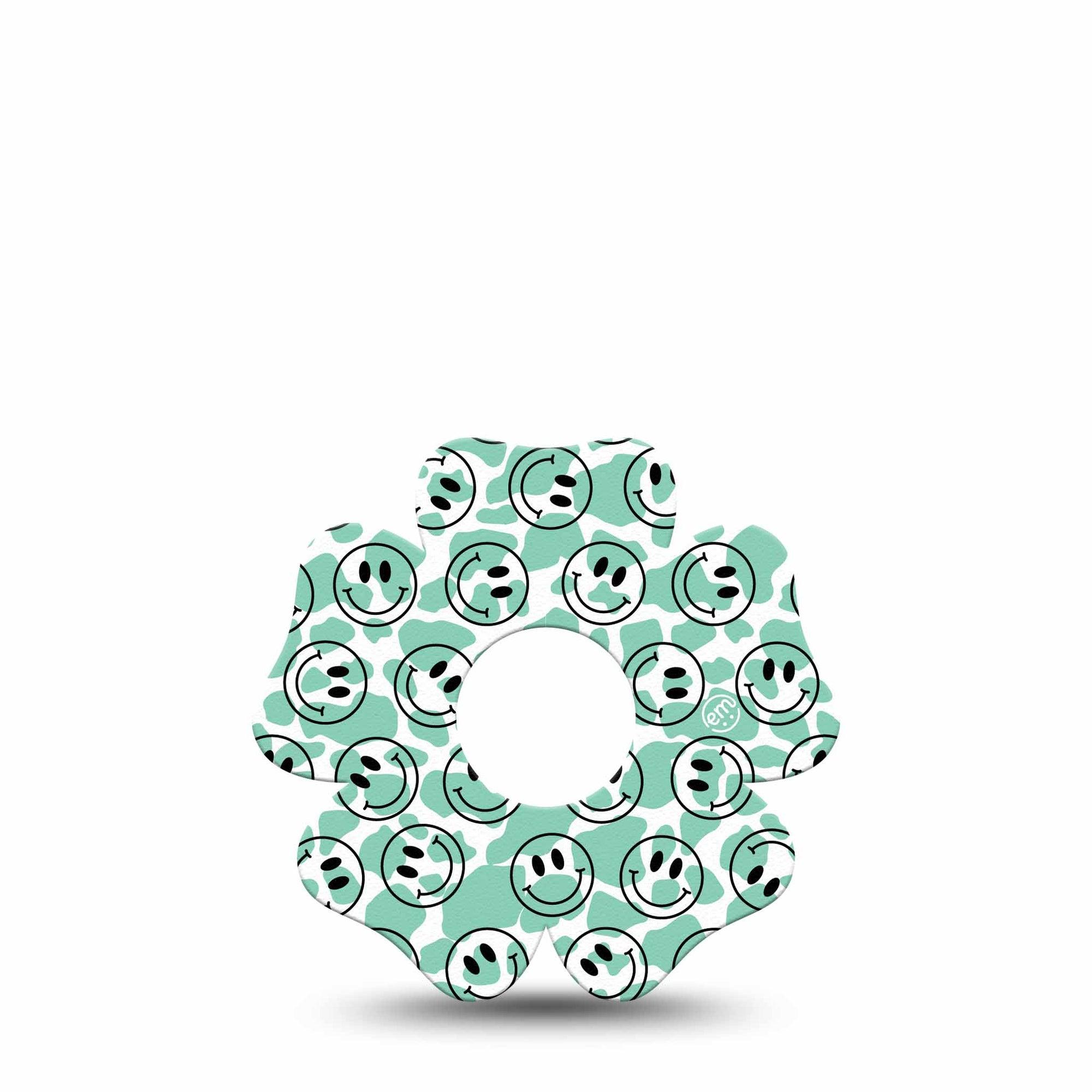 ExpressionMed Happy Cow Print Freestyle Libre 3 and Libre 3 Plus Flower Shape Tape Single Tape Friendly Heifer,  Overlay Tape CGM Design