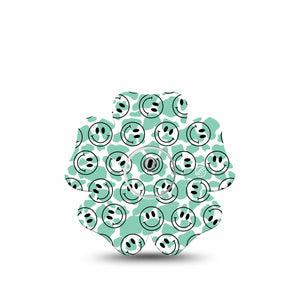 ExpressionMed Happy Cow Print Freestyle Libre 3 and Libre 3 Plus Flower Shape Tape Single Tape & Single Sticker Content Bovine,  Overlay Tape CGM Design