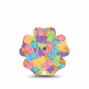 ExpressionMed Gummy Bears Freestyle Libre 3 Flower Shape Tape Single Sticker and Tape Yummy Treats Plaster CGM Design