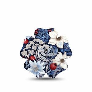 ExpressionMed Winter Floral Freestyle Libre 3 Flower, Single Tape and Single Sticker, Cool Tond Florals, CGM Plaster Patch Design