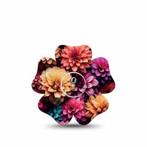 ExpressionMed Dahlia Bouquet Freestyle Libre 3 Flower Shape Single Dahlia Flower Design Adhesive Tape CGM Design with center sticker