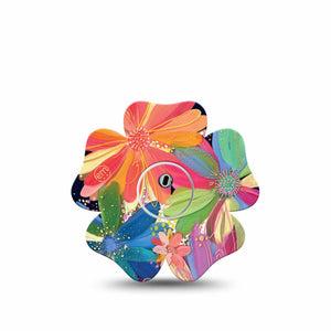 ExpressionMed Flower Song Freestyle Libre 3 Flower Shape Single Exclusive Etta Vee Art Adhesive Tape CGM Design with center sticker