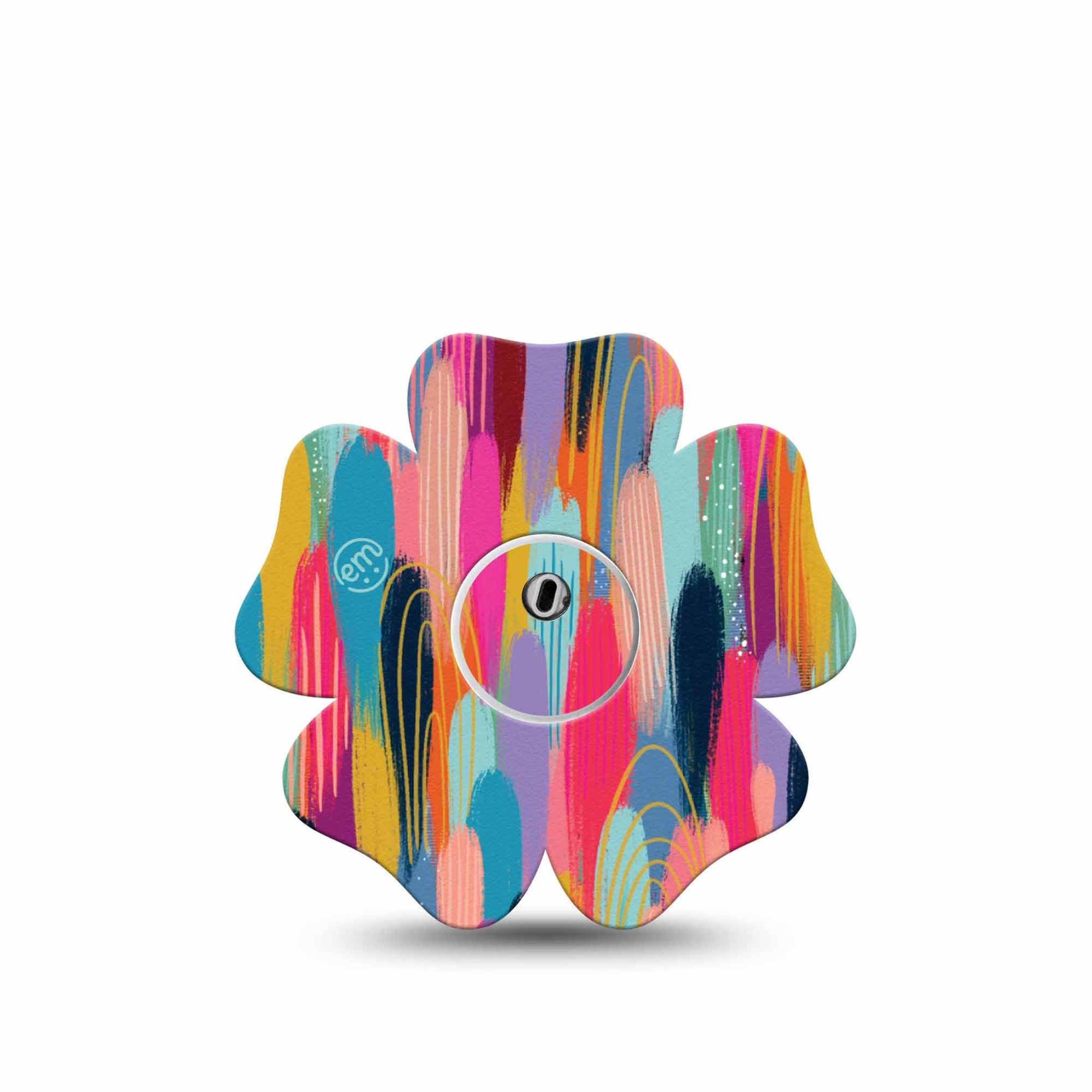 ExpressionMed Brush Strokes Freestyle Libre 3 Flower Shape Single Digital Art by Etta Vee Adhesive Tape CGM Design with center sticker