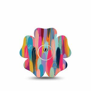 ExpressionMed Brush Strokes Freestyle Libre 3 Flower Shape Single Digital Art by Etta Vee Adhesive Tape CGM Design with center sticker