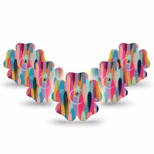 ExpressionMed Brush Strokes Freestyle Libre 3 Flower Shape 5-Pack Etta Vee Floral Artwork Adhesive Tape CGM Design with center stickers