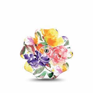 ExpressionMed Floral Art Freestyle Libre 3 Flower Shape Single floral illustration Adhesive Tape CGM Design with center sticker