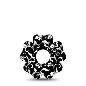 ExpressionMed Fleur de lis Freestyle Libre 3 Flower Shape Tape Single Noir flowers Adhesive Tape CGM Design