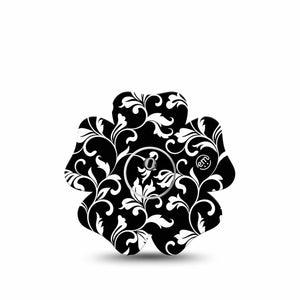 ExpressionMed Fleur de lis Freestyle Libre 3 Flower Shape Tape Single Sticker and Tape Noir flowers Adhesive Tape CGM Design