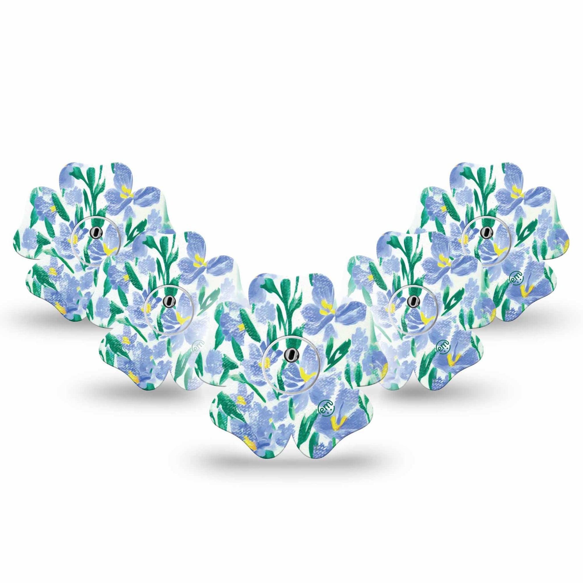ExpressionMed Hyacinths  Freestyle Libre 3 Flower Shape 5-Pack Sticker and Tape hyacinth varieties Adhesive Tape CGM Design