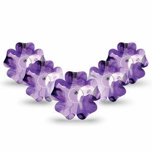ExpressionMed Purple Storm Freestyle Libre 3 Flower Shape Tape 5-Pack Stickers and Tapes Purple smoke cloud Adhesive Tape CGM Design