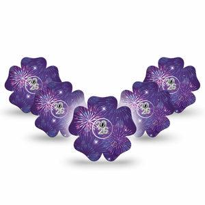 ExpressionMed New Years Celebration Freestyle Libre 3 Flower Shape Tape 5-Pack Tape and 5-Pack Sticker New Year Festive, Overlay Tape CGM Design 