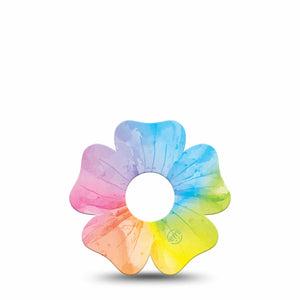 ExpressionMed Rainbow Flower  Freestyle Libre 3 Flower Shape Tape Single Tape Flower Shape Rainbow, Plaster CGM Design