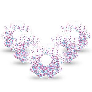 ExpressionMed Confetti Flower Libre 3 Tape, 5-Pack, Paper Streamers Themed, CGM Plaster Patch Design