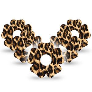 ExpressionMed Leopard Print Flower Libre 3 Tape, 5-Pack, Spotted Animal Inspired, CGM Plaster Patch Design