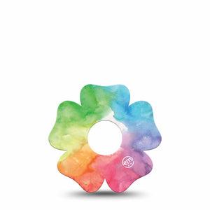 ExpressionMed Rainbow Clouds Flower Libre 3 Tape, Single, Multicolored Clouds Themed, CGM Overlay Patch Design
