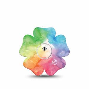 ExpressionMed Rainbow Clouds Flower Libre 3 Tape, Single Tape and Sticker, Multicolored Clouds Themed, CGM Overlay Patch Design