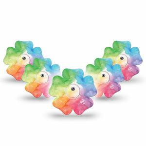 ExpressionMed Rainbow Clouds Flower Libre 3 Tape, 5-Pack Tapes and Stickers, Watercolored Skies Themed, CGM Adhesive Patch Design