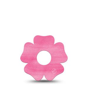 ExpressionMed Pink Horizon Flower Libre 3 Tape, Single, Pink Paint Themed, CGM Overlay Patch Design