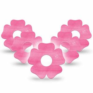 ExpressionMed Pink Horizon Flower Libre 3 Tape, 5-Pack, Pink Canvas Themed, CGM Plaster Patch Design