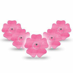 ExpressionMed Pink Horizon Flower Libre 3 Tape, 5-Pack Tape and Sticker, Pink Canvas Themed, CGM Plaster Patch Design