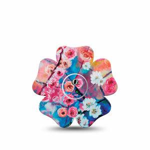 ExpressionMed Branching Out Freestyle Libre 3 Flower Shape Single Spring Growth Adhesive Tape CGM Design with center sticker