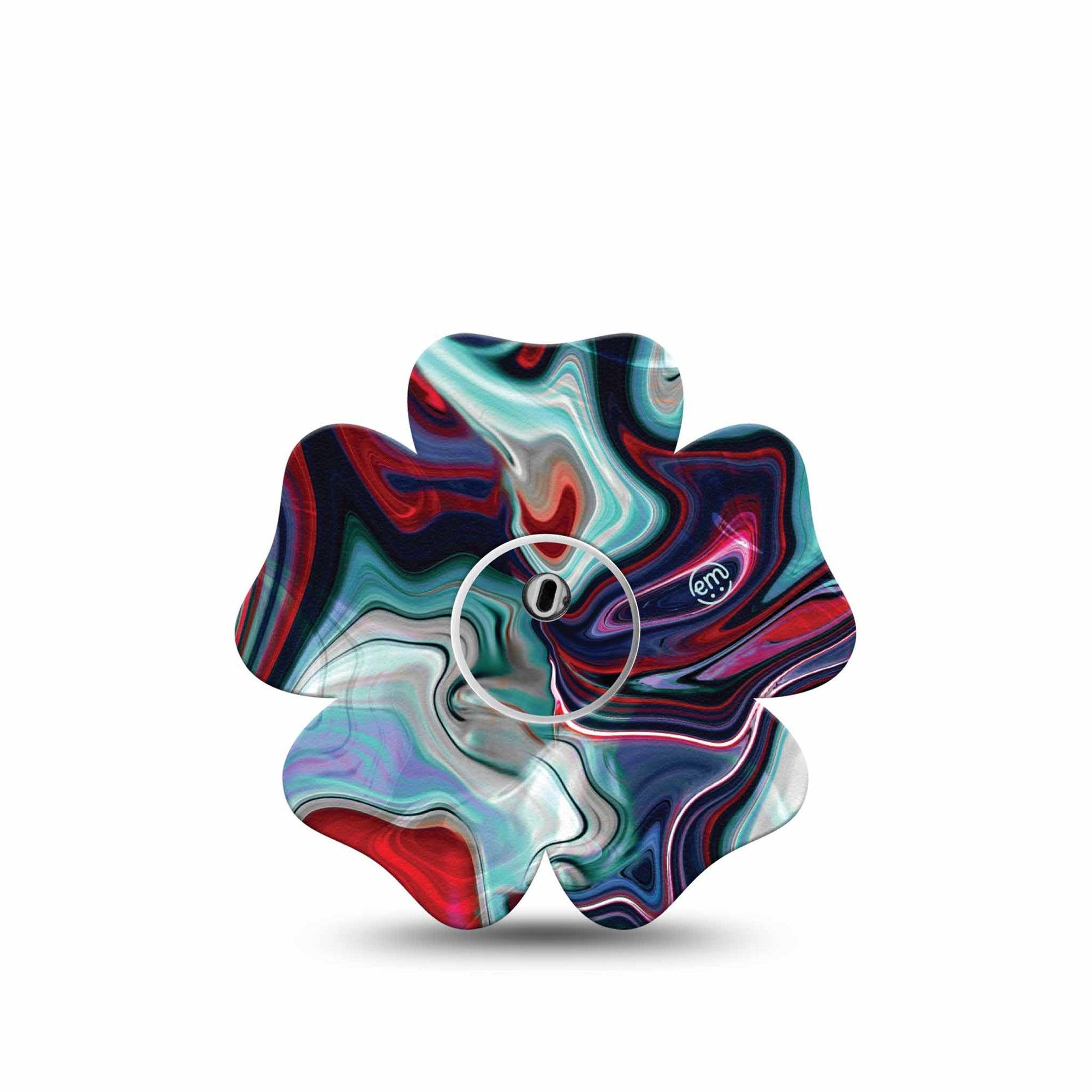 ExpressionMed Moody Marble Freestyle Libre 3 Flower Shape Tape Single Tape Moody Marble Plaster CGM Design with center sticker