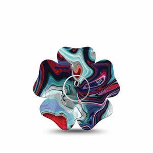 ExpressionMed Moody Marble Freestyle Libre 3 Flower Shape Tape Single Tape Moody Marble Plaster CGM Design with center sticker