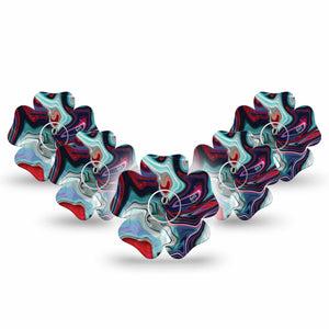 ExpressionMed Moody Marble Freestyle Libre 3 Flower Shape Tape 5-Pack Marble Motif Plaster CGM Design with center stickers