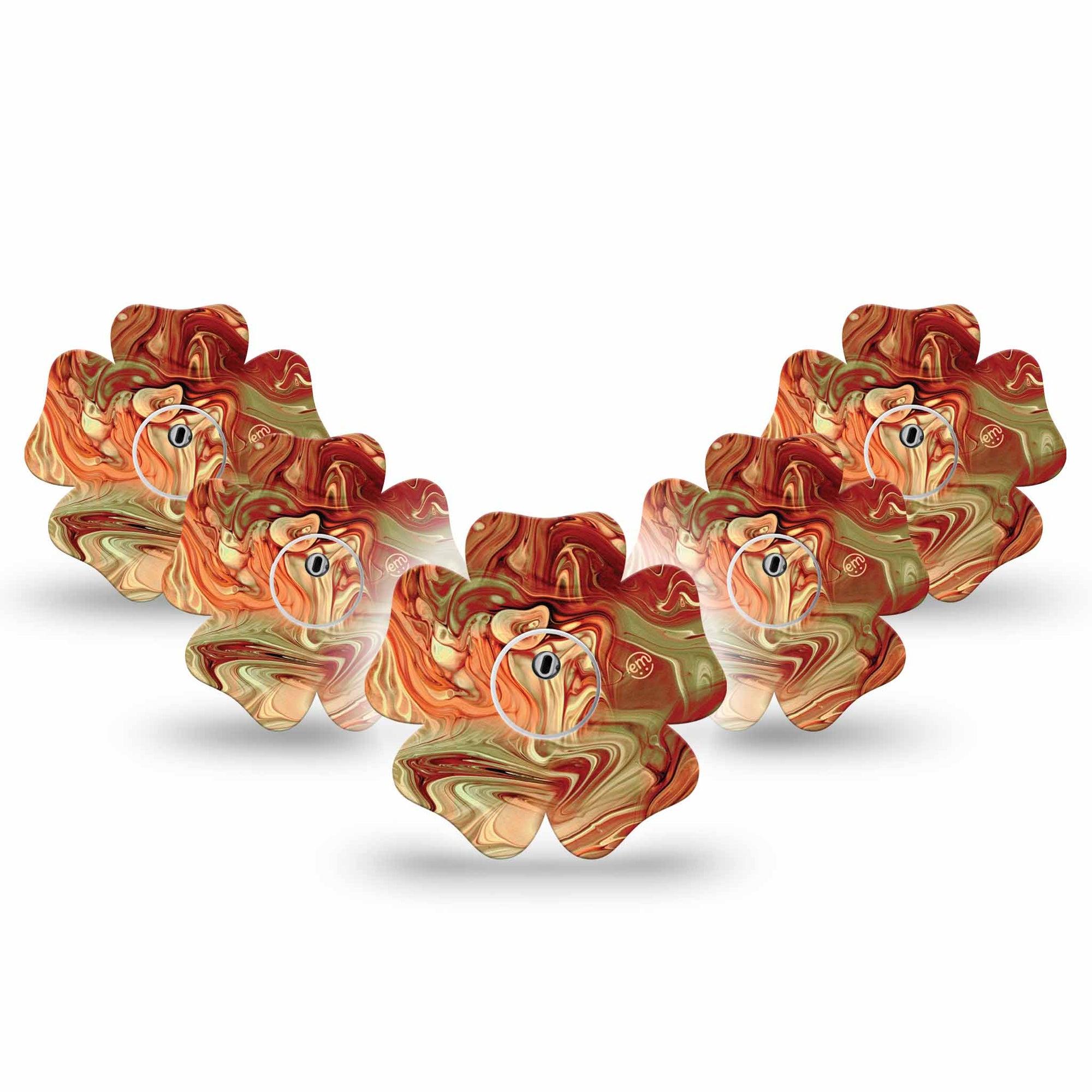 ExpressionMed Rustic Marble Freestyle Libre 3 Flower Shape Tape 5-Pack Classic Marble Plaster CGM Design with center stickers