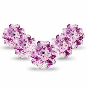 ExpressionMed Violet Orchids Flower Libre 3 Tape, 5-Pack, Floral Decoration Inspired, CGM Overlay Patch Design with center stickers