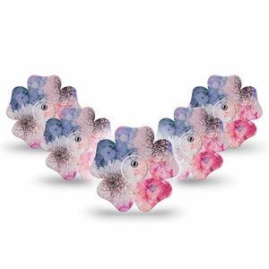 ExpressionMed Bloom Town Freestyle Libre 3 Flower Shape 5-Pack Trendy Flowers Adhesive Tape CGM Design with center stickers