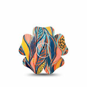 ExpressionMed Twisted Seaweed Flower Libre 3 Tape, Single, Seaweed Artwork Themed, CGM Plaster Patch Design with center sticker