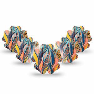 ExpressionMed Twisted Seaweed Flower Libre 3 Tape, 5-Pack, Edible Seaweed Themed, CGM Adhesive Patch Design with center stickers