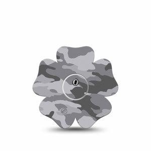 ExpressionMed Gray Camo Freestyle Libre 3 Flower Shape Tape Single Tape Desert Pattern Plaster CGM Design with center sticker