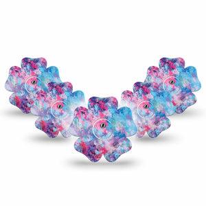 ExpressionMed Ascendant, The Rise Flower Libre 3 Tape, 5-Pack Tapes and Stickers, Color Splatter Themed, CGM Overlay Patch Design