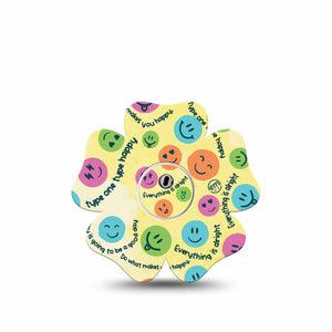 ExpressionMed Smiley Freestyle Libre 3 Flower Shape Tape Single Tape Smiley Face Plaster CGM Design with center sticker