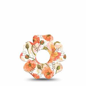 ExpressionMed Peachy Blooms Flower Libre 3 Tape, Single, Tangerine Florals Inspired, CGM Overlay Patch Design