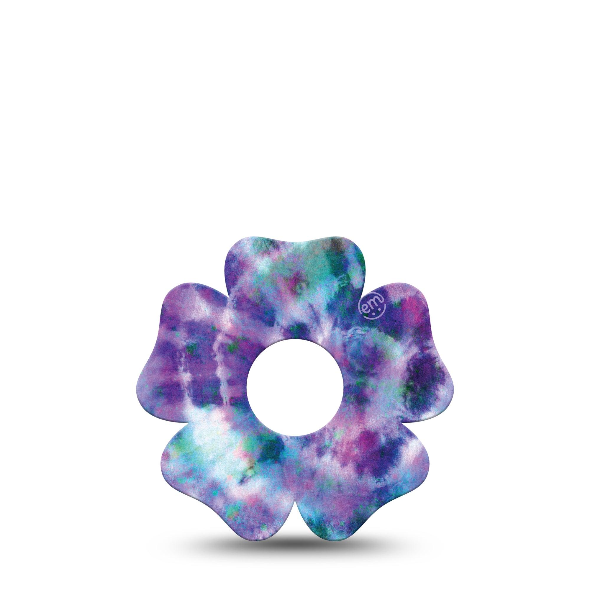 ExpressionMed Purple Tie Dye Flower Libre 3 Tape, Single, Dye Pattern Themed, CGM Overlay Patch Design