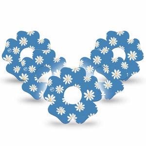 ExpressionMed Painted Daisies Flower Libre 3 Tape, 5-Pack, Painted Florals Inspired, CGM Overlay Patch Design