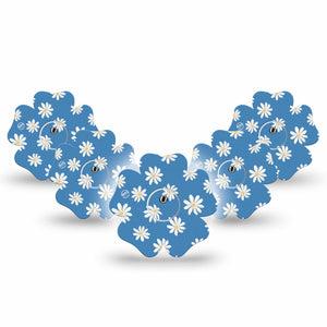 ExpressionMed Painted Daisies Freestyle Libre 3 and Libre 3 Plus Tape 5-Pack Tape + 5-Pack Sticker Floral Artwork Themed, Adhesive Tape Continuous Glucose Monitor Design